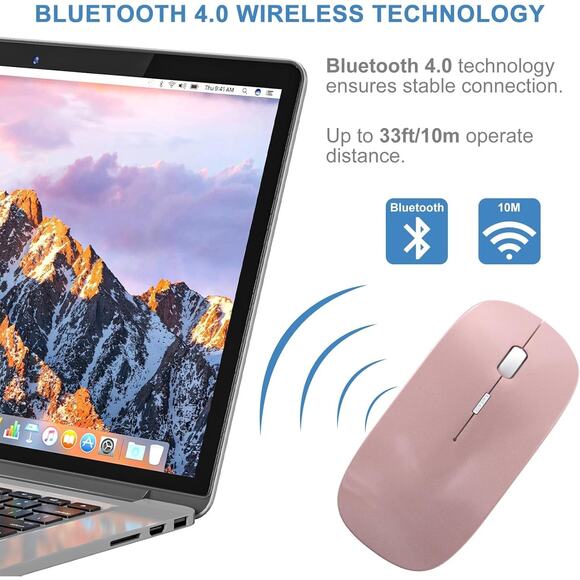 Bluetooth Wireless Mouse for MacBook Air Mac Pro Laptop Computer iPad Pad PC Las - Picture 2 of 6